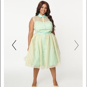 BNWT Unique Vintage Mint stripe dress XL